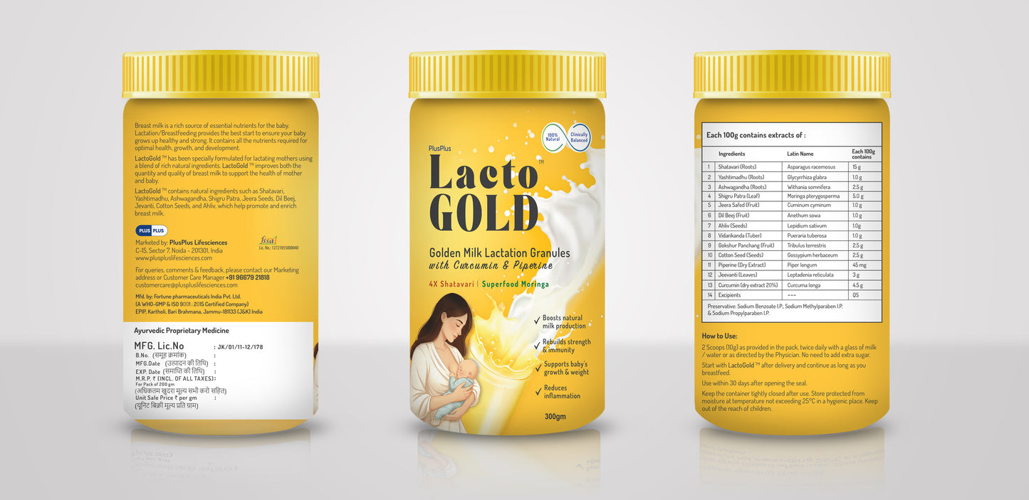 Lacto GOLD | Golden Milk Lactation Granules with Curcumin & Piperine