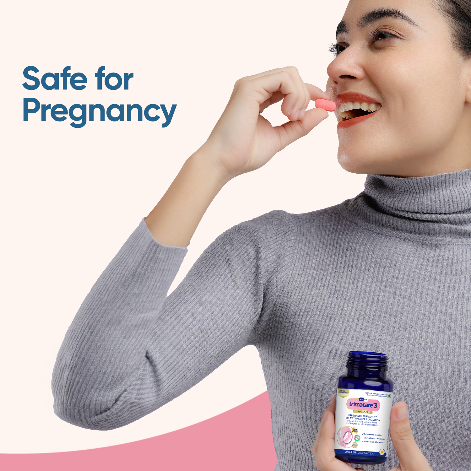 TRIMACARE™ 3 Advance | Pregnancy Supplement for 3rd Trimester of Pregnancy with Iron, Calcium, Omega 3, Zinc, Multivitamin and Multimineral Tablets