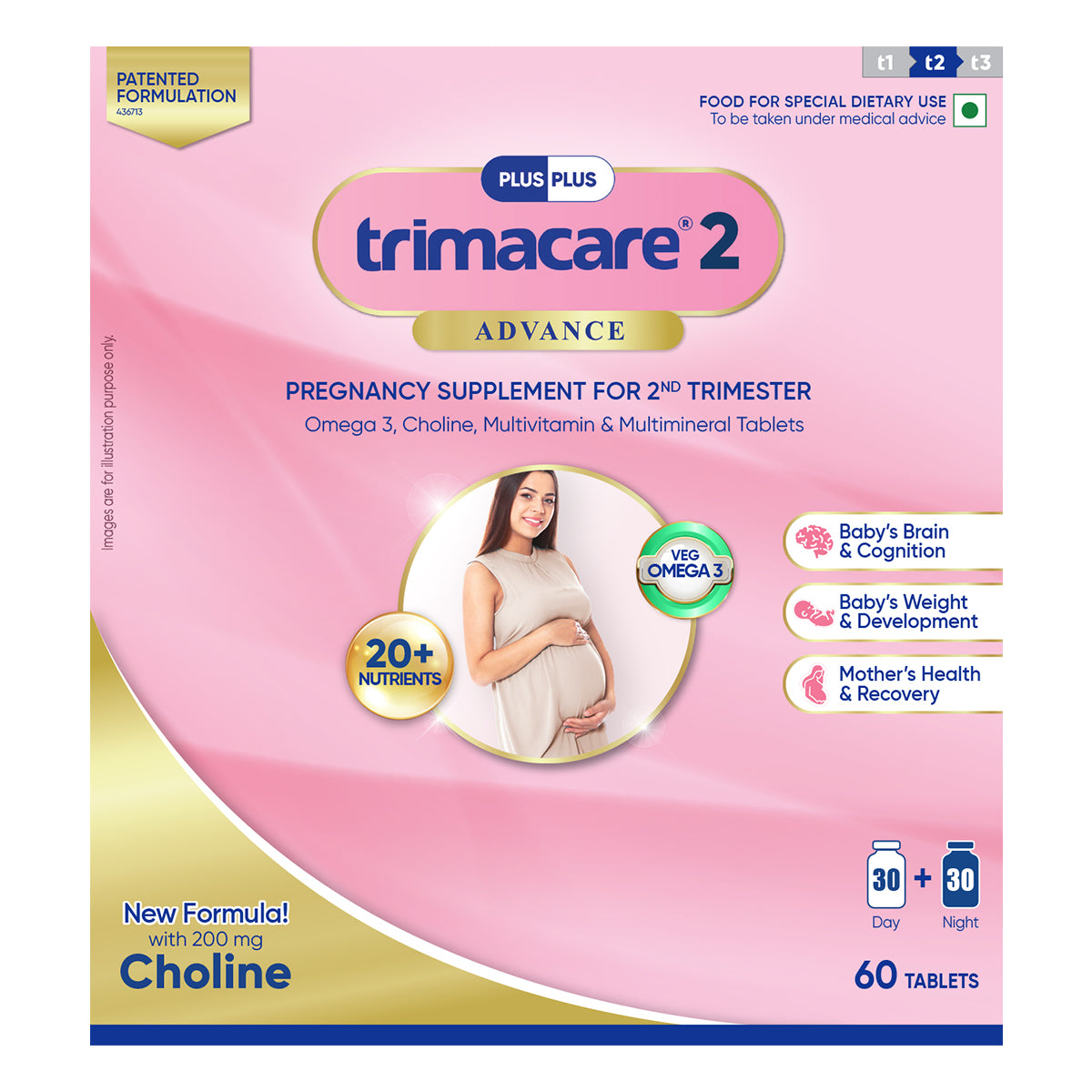 TRIMACARE™ 2 Advance | Pregnancy Supplement for 2nd Trimester of Pregnancy with Iron, Calcium, Multivitamin and Multimineral Tablets