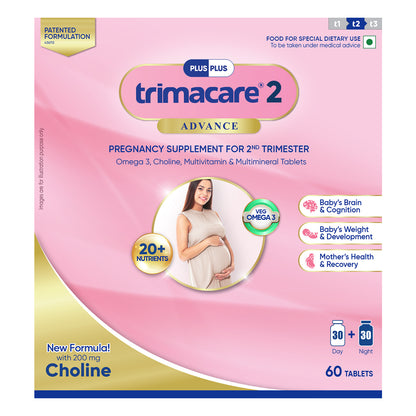TRIMACARE™ 2 Advance | Pregnancy Supplement for 2nd Trimester of Pregnancy with Iron, Calcium, Multivitamin and Multimineral Tablets