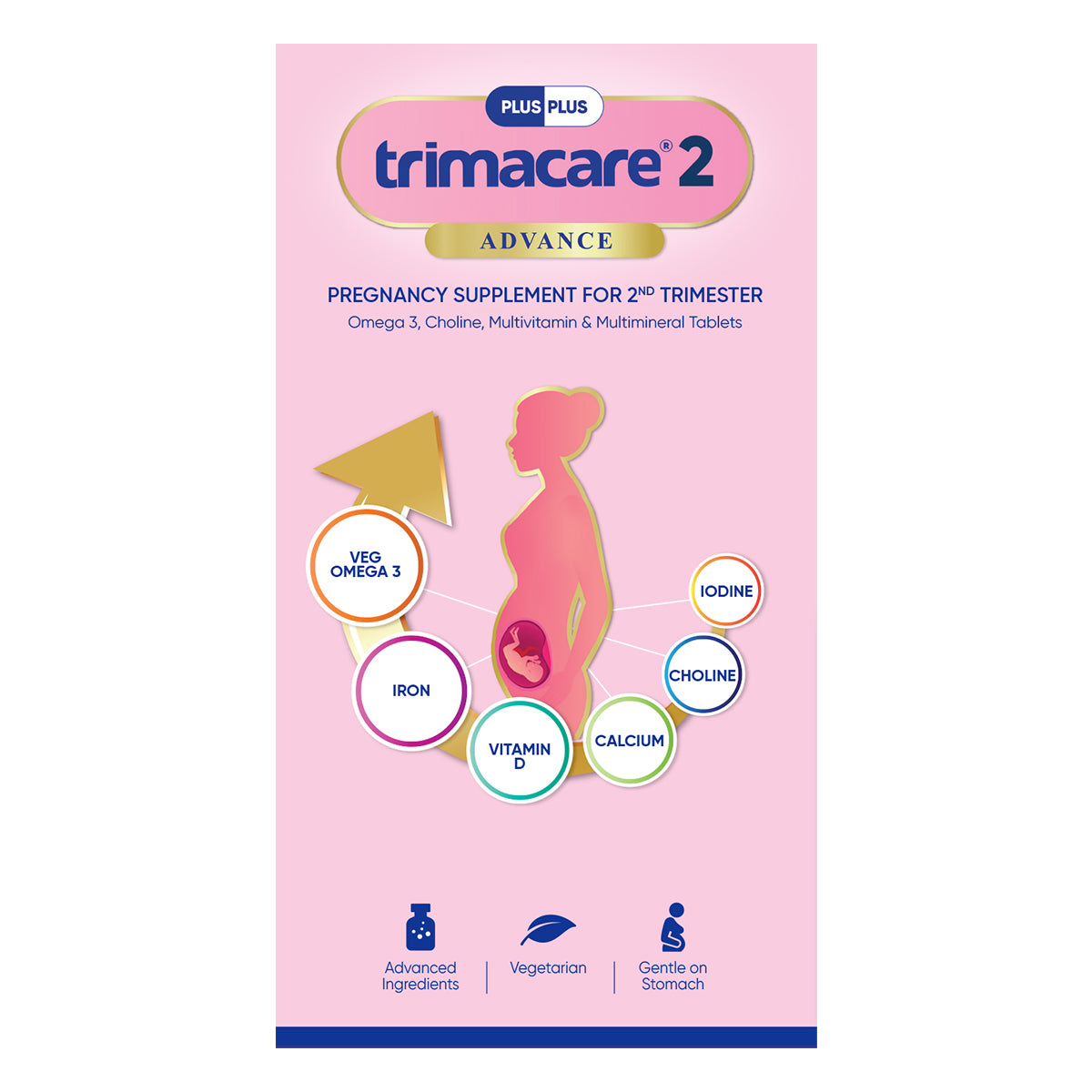 TRIMACARE™ 2 Advance | Pregnancy Supplement for 2nd Trimester of Pregnancy with Iron, Calcium, Multivitamin and Multimineral Tablets