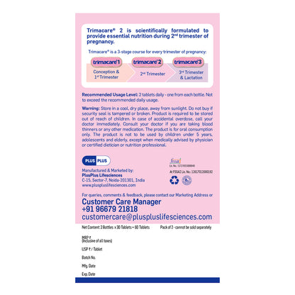 TRIMACARE™ 2 Advance | Pregnancy Supplement for 2nd Trimester of Pregnancy with Iron, Calcium, Multivitamin and Multimineral Tablets
