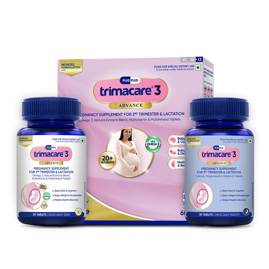 TRIMACARE™ 3 Advance | Pregnancy Supplement for 3rd Trimester of Pregnancy with Iron, Calcium, Omega 3, Zinc, Multivitamin and Multimineral Tablets